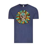 Vintage Denim sunflower with skull Vintage Tee - RanaPortraitStore