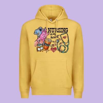 Nursing In My Heart Premium Hoodie Designed By Racoondesign