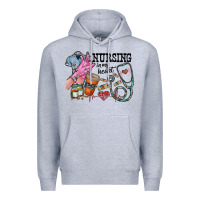 Heather Grey nursing in my heart Premium Hoodie - RacoonDesign
