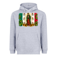 Heather Grey mexican flag our lady of guadalupe Heavyweight Hoodie - JahusDesignShop