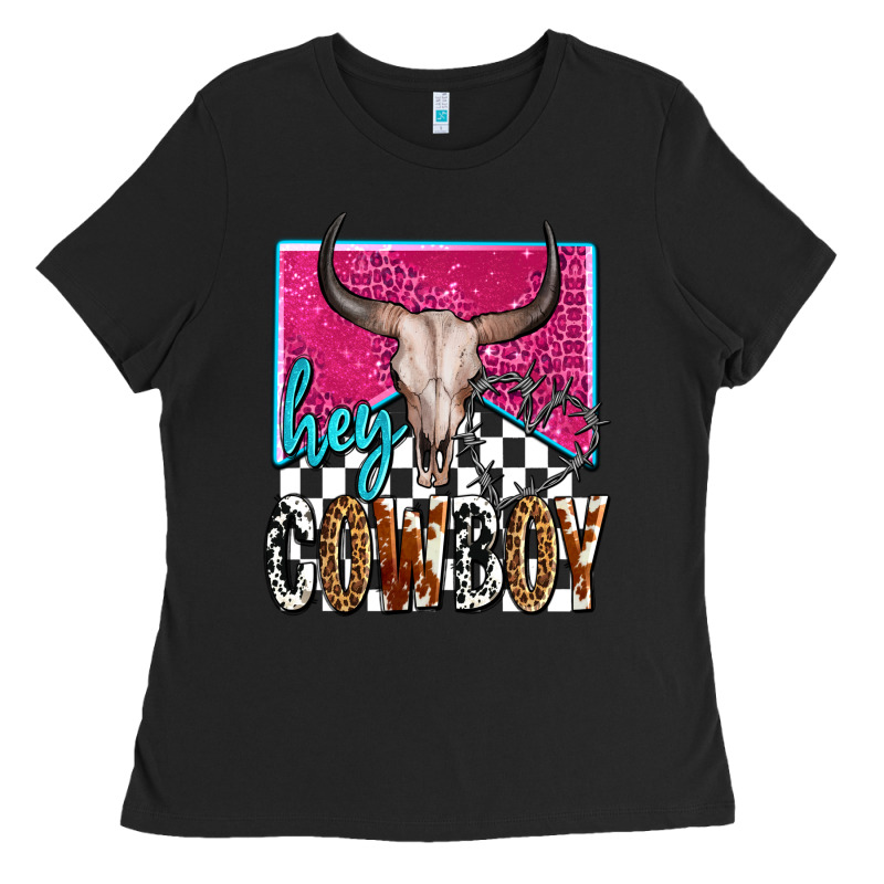Western Hey Cowboy Ladies Tee by OliviaCreatesArt | Teevron