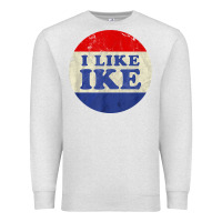Oatmeal Heather i like ike political button vintage distressed Premium Sweatshirt - baoMotion