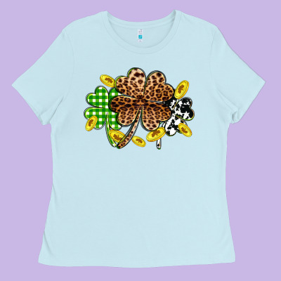 St. Patrick's Day Shamrocks Ladies Tee Designed By Oliviacreatesart