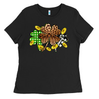 Black St. Patrick's Day shamrocks Ladies Tee - OliviaCreatesArt