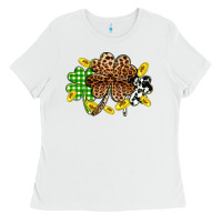 White St. Patrick's Day shamrocks Ladies Tee - OliviaCreatesArt