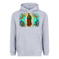Heather Grey gemstone our lady of guadalupe Heavyweight Hoodie - JahusDesignShop