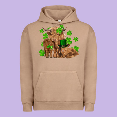 St Patricks Day Cow Family Urban Hoodie Designed By Ranaportraitstore