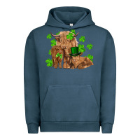 Pigment Midnight Navy st patricks day cow family Urban Hoodie - RanaPortraitStore