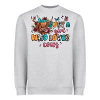 Heather Grey just a girl who loves cows Heavyweight Sweatshirt - JahusDesignShop