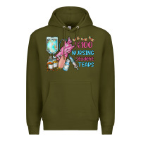 Army Green nursing student tears Premium Hoodie - RacoonDesign