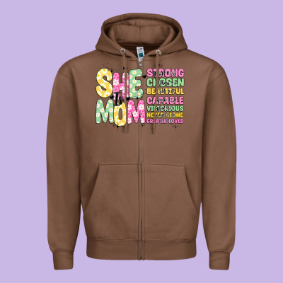 She Is Mom Zipper Hoodie Designed By Jahusdesignshop