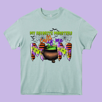 My Favorite Monsters Calls Me Mom Heavy Core Tee Designed By Cowgirlartshop