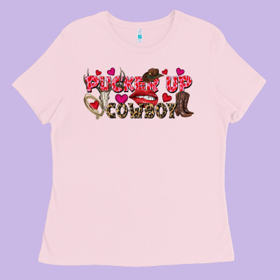 Pucker Up Cowboy Valentine's Day Ladies Tee Designed By Fadigitalartstudio