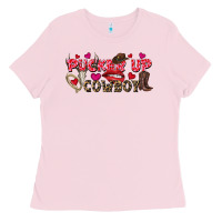 Bubblegum Pink Pucker Up Cowboy Valentine's Day Ladies Tee - FaDigitalArtStudio