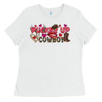 White Pucker Up Cowboy Valentine's Day Ladies Tee - FaDigitalArtStudio