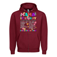 Burgundy mama it's okay Zipper Hoodie - JahusDesignShop