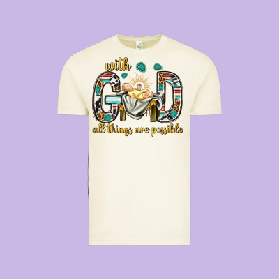 With God All Things Are Possible With Baby Jesus Bbs Vintage Tee Designed By Bundleandbundleshop