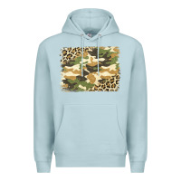 Blue Mist leopard camo pattern background Premium Hoodie - Jasminsmagicworld
