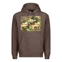 Coffee leopard camo pattern background Premium Hoodie - Jasminsmagicworld