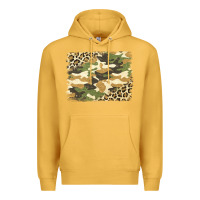 Mustard leopard camo pattern background Premium Hoodie - Jasminsmagicworld