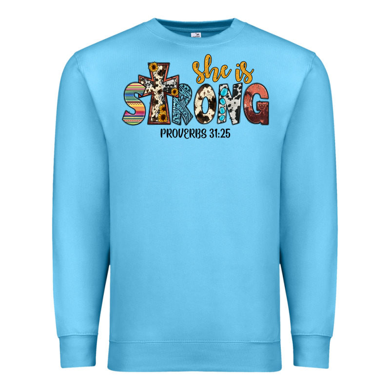 She İs Strong Proverbs 31 25 Premium Sweatshirt by JahusDesignShop | Teevron
