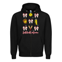Black softball coquette bow Zipper Hoodie - JahusDesignShop