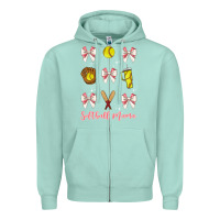 Seafoam softball coquette bow Zipper Hoodie - JahusDesignShop