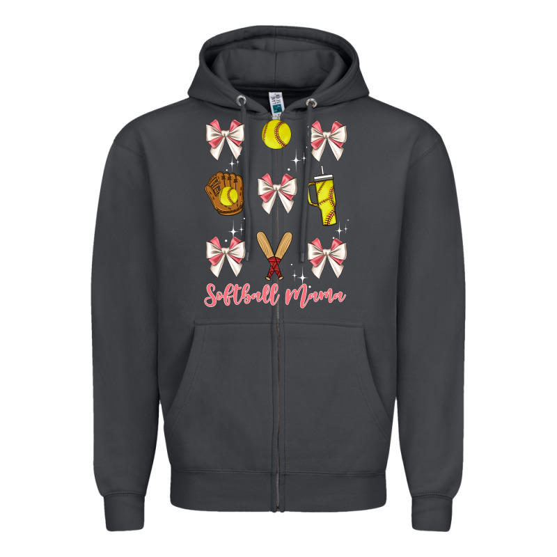 Softball Coquette Bow Zipper Hoodie by JahusDesignShop | Teevron