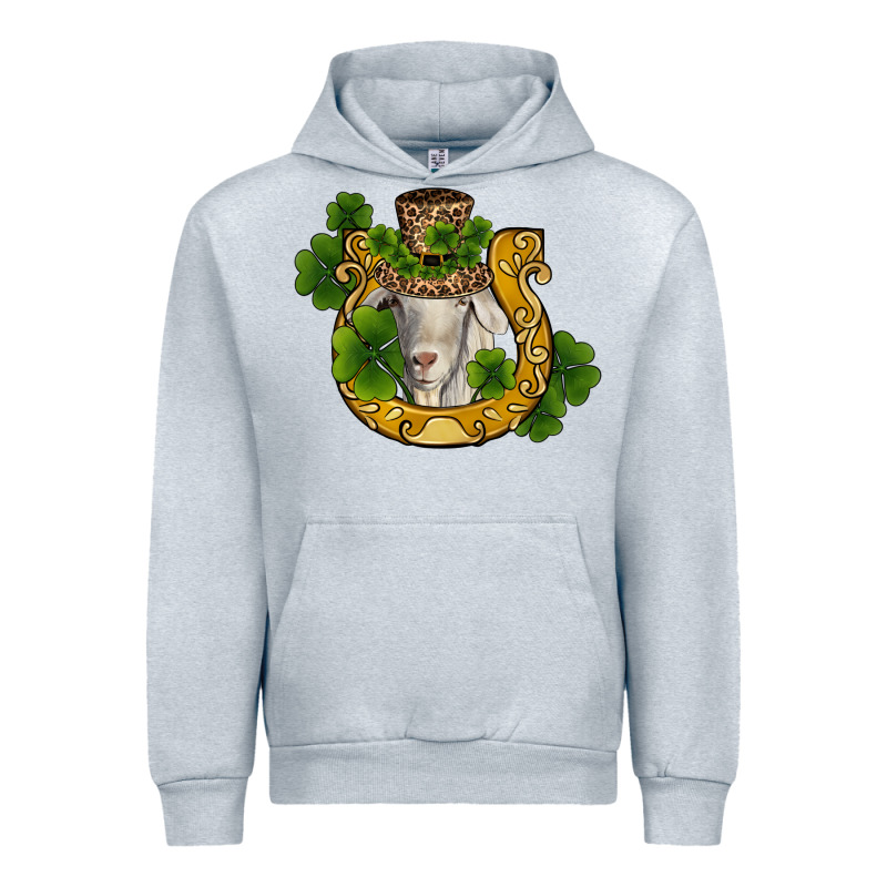 St Patricks Day Goat Horseshoe Shamrock Urban Hoodie by RanaPortraitStore | Teevron
