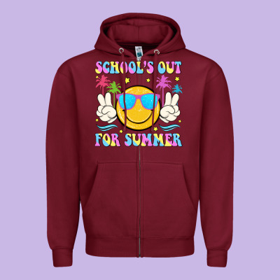 School's Out For Summer Zipper Hoodie Designed By Jahusdesignshop