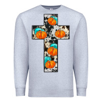 Heather Grey pumpkin cross Premium Sweatshirt - JahusDesignShop