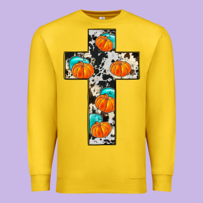Pumpkin Cross Premium Sweatshirt Designed By Jahusdesignshop