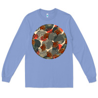 Colony Blue african fabric pattern round earrings 5 Long Sleeve Tee - BundleAndBundleShop