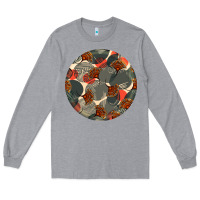 Heather Grey african fabric pattern round earrings 5 Long Sleeve Tee - BundleAndBundleShop