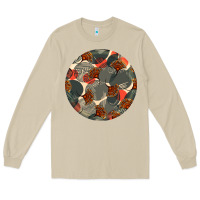 Mushroom african fabric pattern round earrings 5 Long Sleeve Tee - BundleAndBundleShop