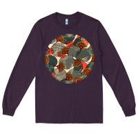 Plum african fabric pattern round earrings 5 Long Sleeve Tee - BundleAndBundleShop