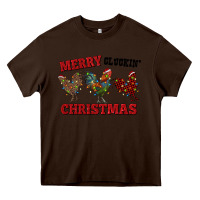 Chocolate Brown Merry Cluckin' Christmas Heavy Core Tee - RanaPortraitStore