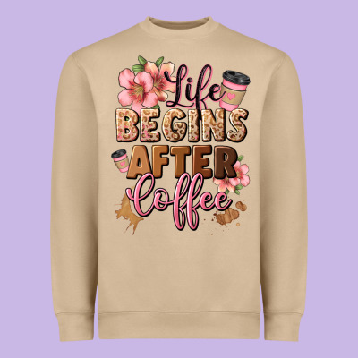 Life Begins After Coffee Heavyweight Sweatshirt Designed By Jahusdesignshop