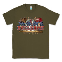 Army Green Take me out to ball game baseball Classic Tee - HowdyJamesFarm