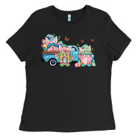 Black Easter gnomes truck Ladies Tee - OliviaCreatesArt