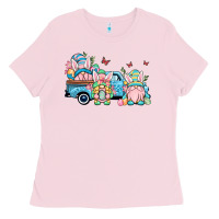 Bubblegum Pink Easter gnomes truck Ladies Tee - OliviaCreatesArt