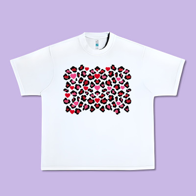 Valentines Day Leopard And Heart Background Urban Heavy Tee Designed By Fadigitalartstudio