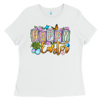 White Happy Easter Ladies Tee - OliviaCreatesArt