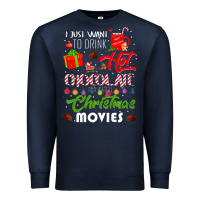 Navy i just want to drink hot chocolate watch christmas movies premium Premium Sweatshirt - baoMotion