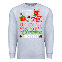 Heather Grey i just want to drink hot chocolate watch christmas movies premium Premium Sweatshirt - baoMotion