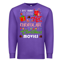 Purple i just want to drink hot chocolate watch christmas movies premium Premium Sweatshirt - baoMotion