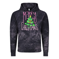 Cloud Black Merry Neon Christmas Vintage Hoodie - CowhideDigitalArt
