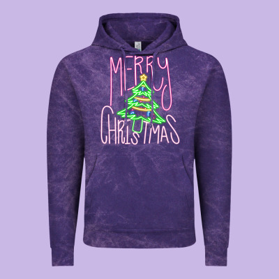 Merry Neon Christmas Vintage Hoodie Designed By Cowhidedigitalart
