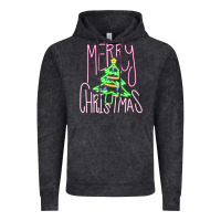 Vintage Black Merry Neon Christmas Vintage Hoodie - CowhideDigitalArt