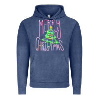 Vintage Denim Merry Neon Christmas Vintage Hoodie - CowhideDigitalArt